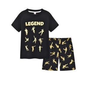 Svart kortärmad pyjamas med guld "Legend"-inskription i mycket hög kvalitet