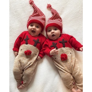 Julstampare för nyfödda med randig hatt för pojkar och flickor i mycket hög kvalitet och modernt mode