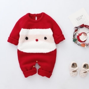 Juldräkter för nyfödda 0-24M pojkar och flickor i modernt rött och vitt