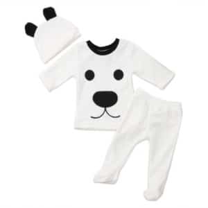 Fashionabelt fleece set med vit björn för nyfödda i mycket hög kvalitet