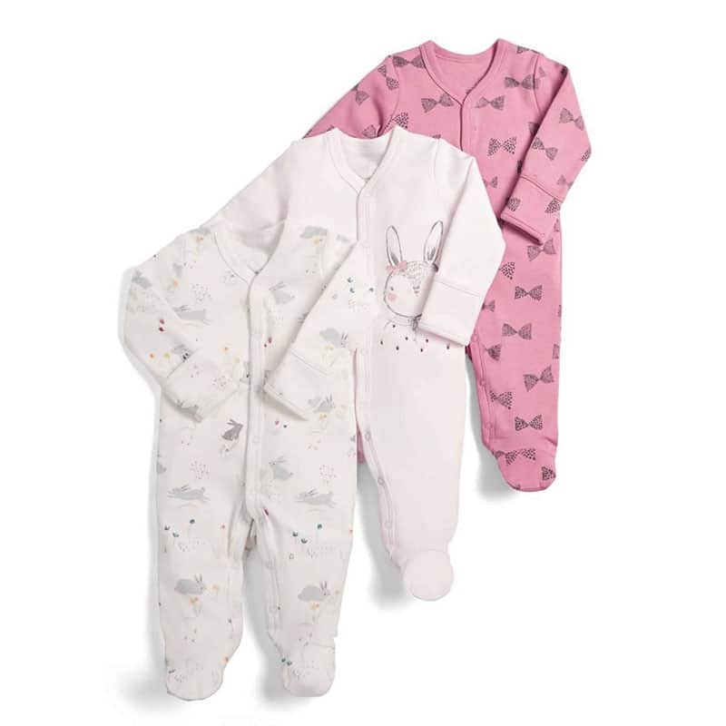 Tredelad pyjamasdräkt för barn med kanin och rosett • Alla-Pyjamas