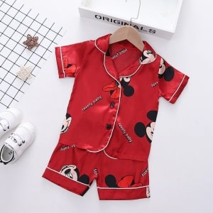 Disney sommarpyjamas för barn Mickey röd